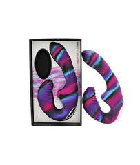 Colourful Camo Tandem Strapless Strap-On with Remote
